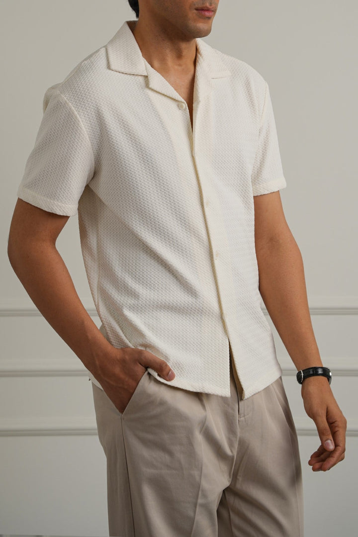 OFF WHITE SUMMER KNIT BUTTON DOWN