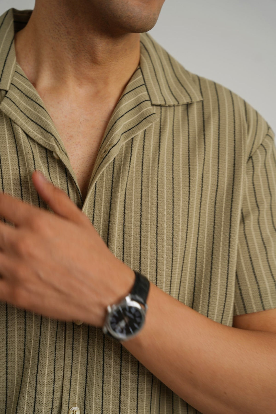 BROWN RELAXED STRIPED SAFARI