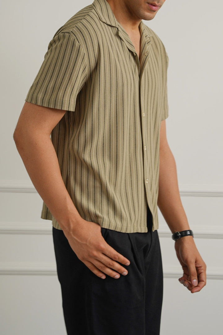 BROWN RELAXED STRIPED SAFARI