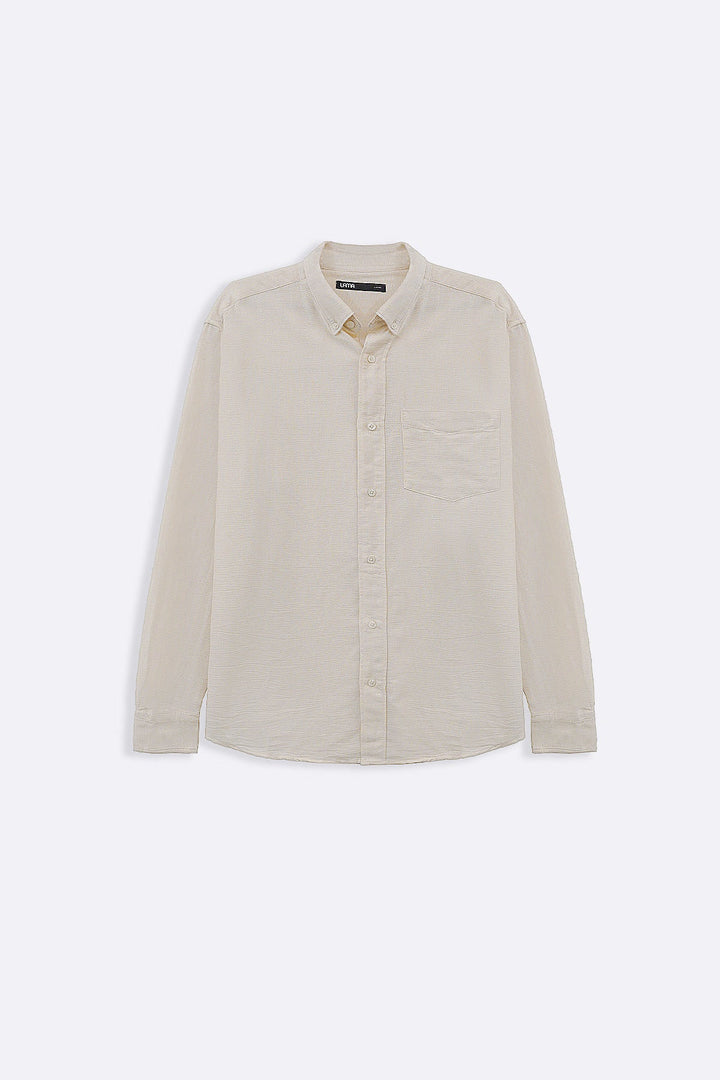 ECRU COTTON DOBBY SHIRT