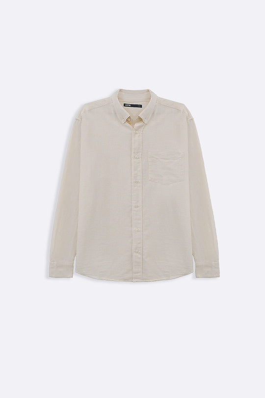 ECRU COTTON DOBBY SHIRT