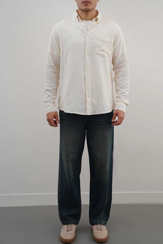 ECRU COTTON DOBBY SHIRT