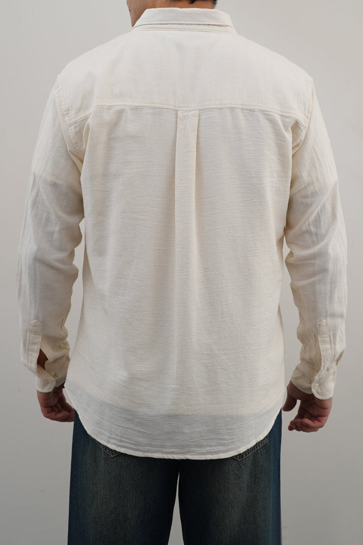 ECRU COTTON DOBBY SHIRT