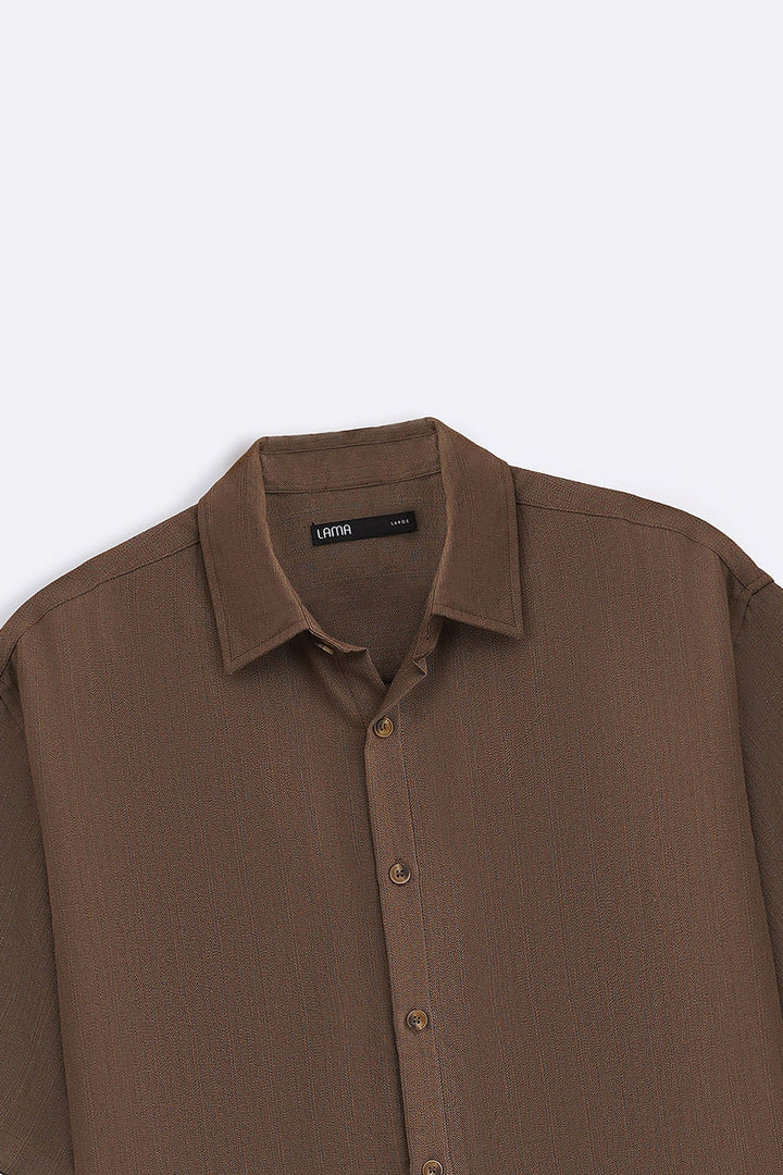BROWN FLOWY HALF SLEEVES SHIRT