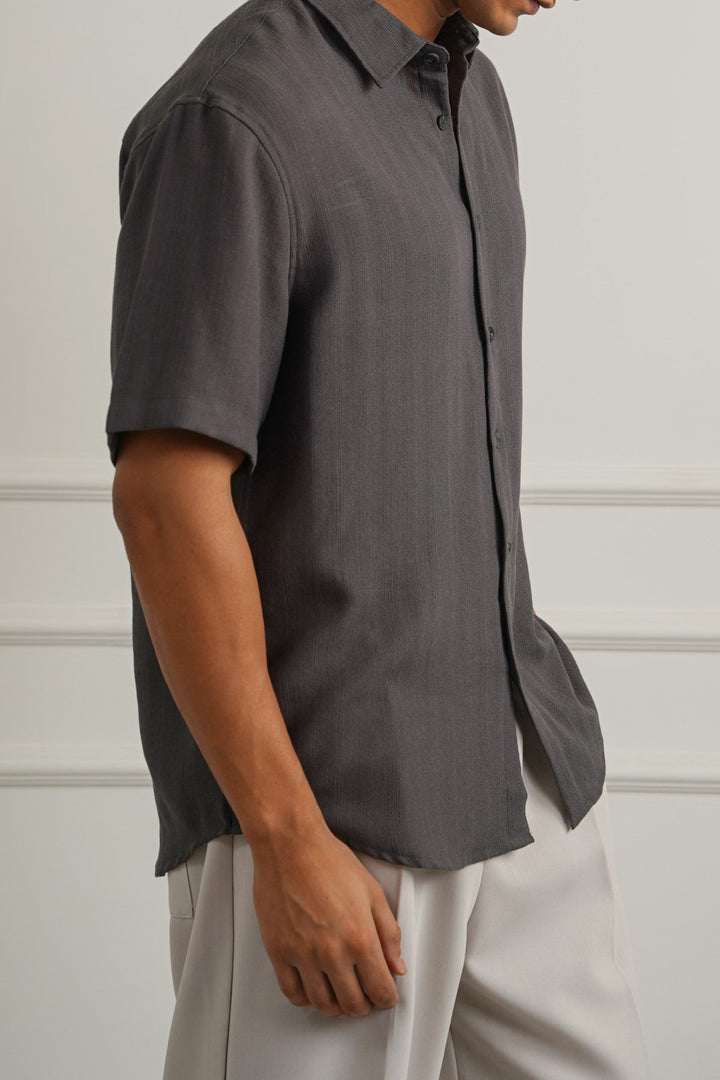 GREY FLOWY HALF SLEEVES SHIRT