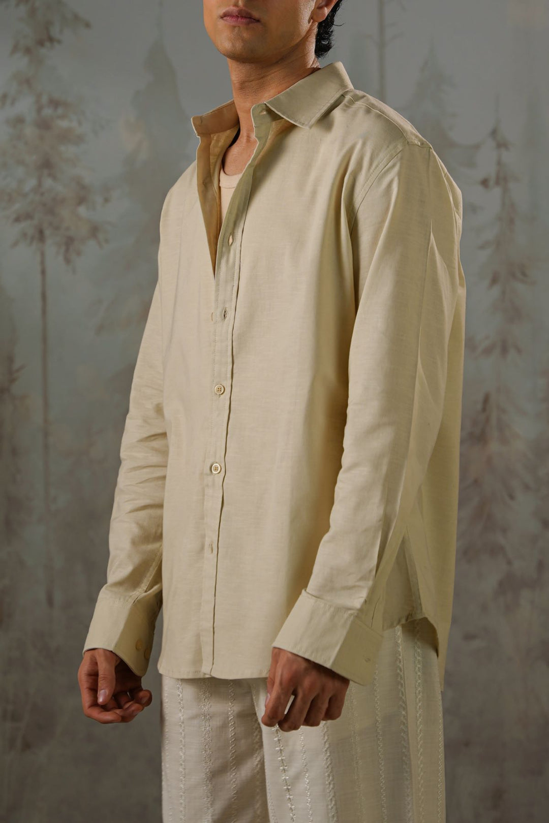 LINEN BLEND BUTTON DOWN SHIRT