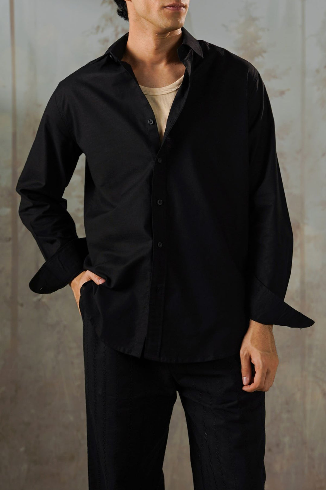 LINEN BLEND BUTTON DOWN SHIRT