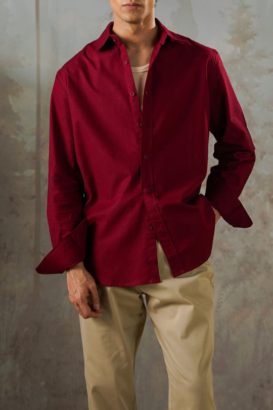 LINEN BLEND BUTTON DOWN SHIRT