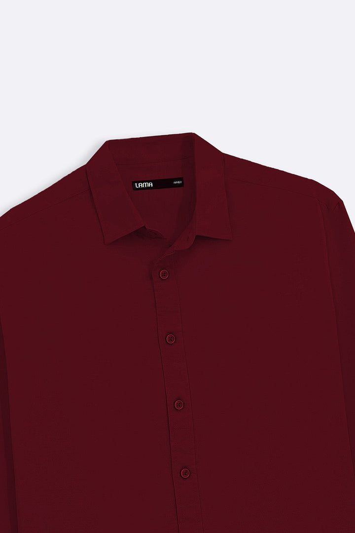BURGUNDY LINEN BLEND BUTTON DOWN SHIRT