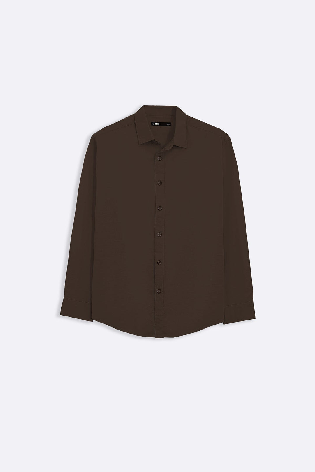 BROWN LINEN BLEND BUTTON DOWN SHIRT
