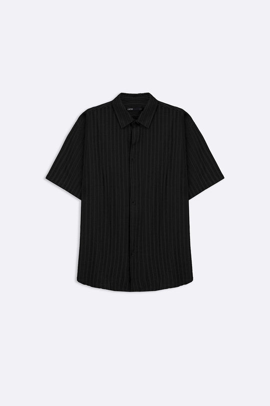 BLACK LINEAR JACQUARD SHIRT