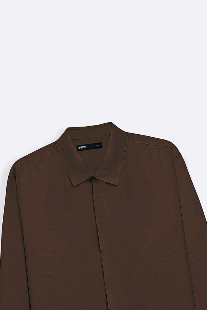 COFFEE STONEWASH FLOWY SHIRT