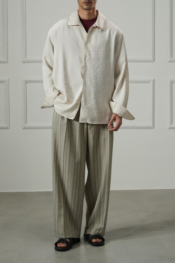 CREAM STONEWASH FLOWY SHIRT