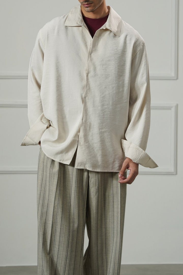 CREAM STONEWASH FLOWY SHIRT