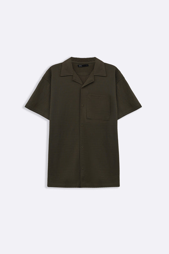 CUBAN COLLAR TEXTURED SHIRT