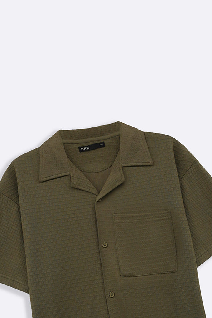 CUBAN COLLAR TEXTURED SHIRT