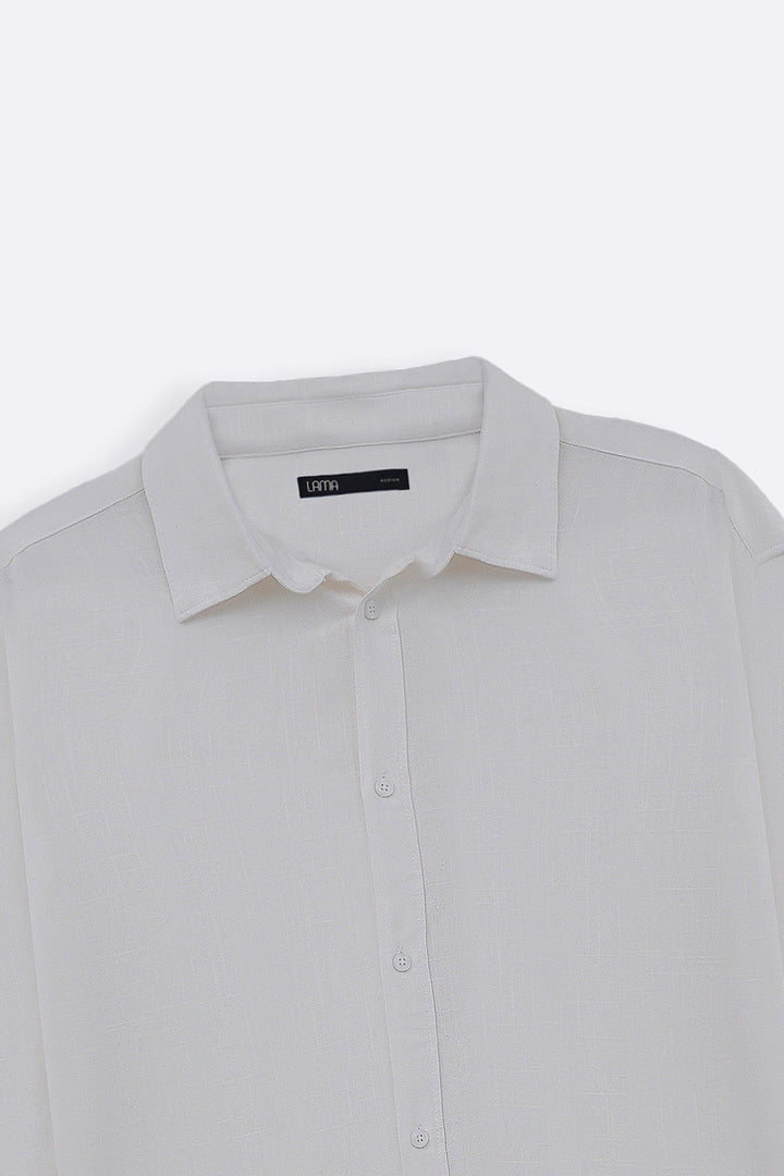 WHITE SLUB BUTTON DOWN SHIRT