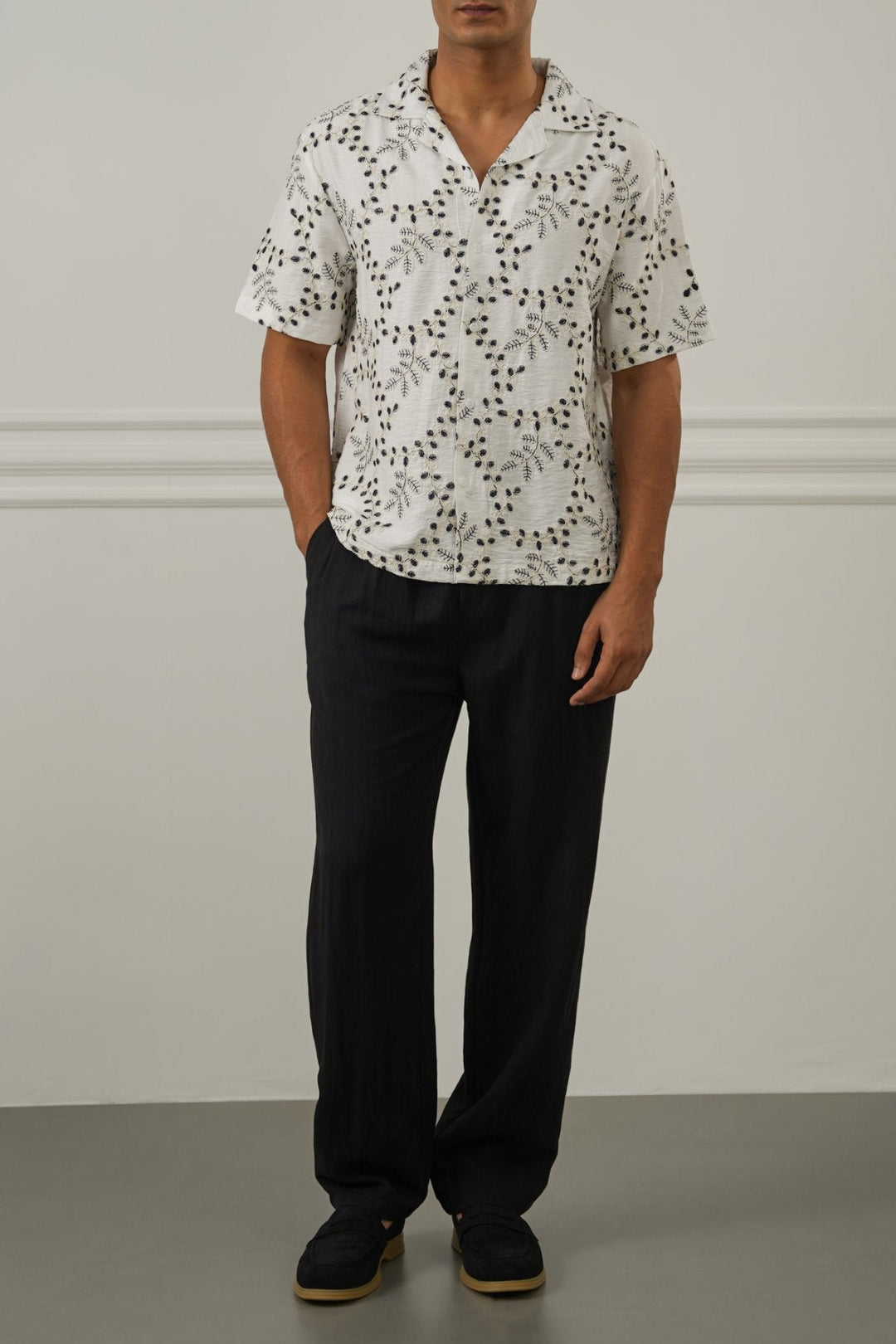 OFF WHITE PREMIIUM EMBROIDERED SHIRT