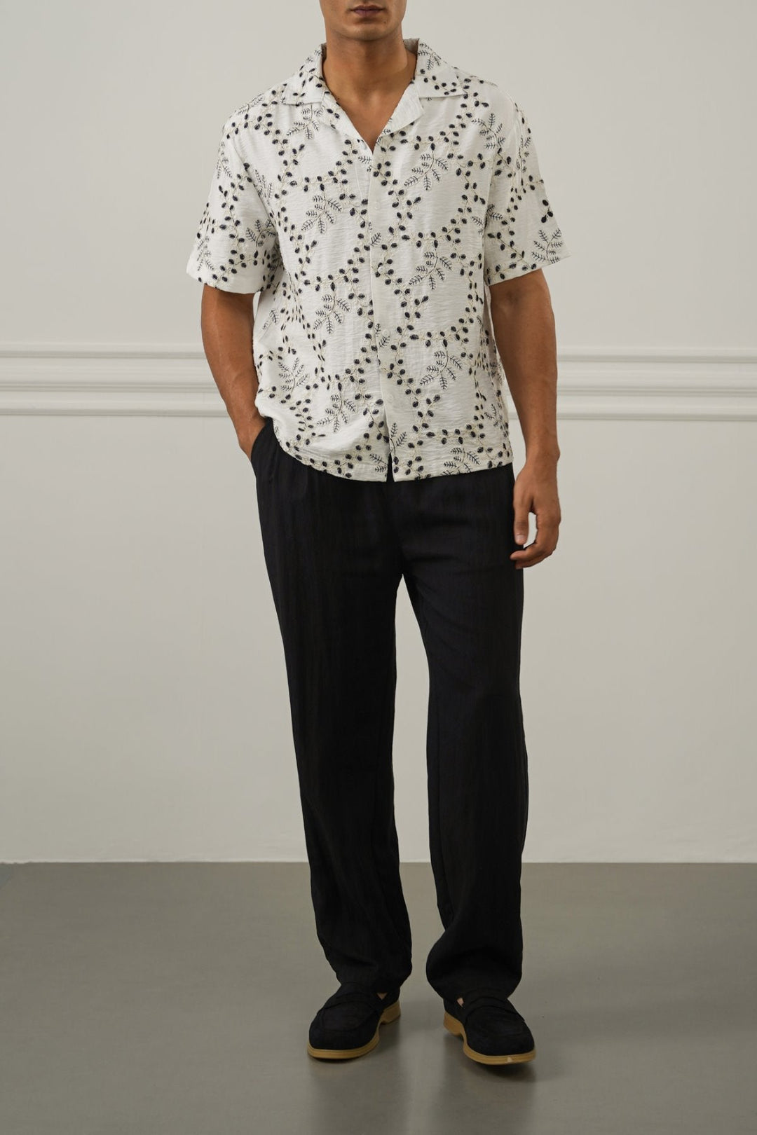OFF WHITE PREMIIUM EMBROIDERED SHIRT