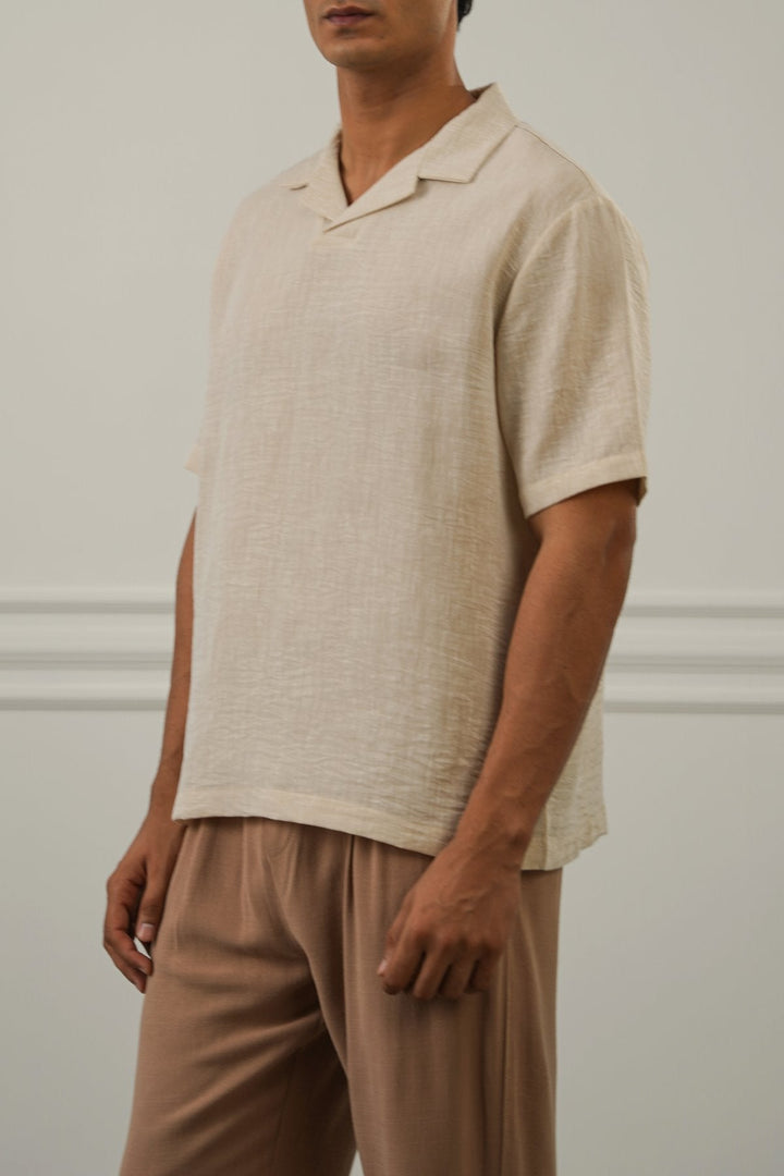 BEIGE RESORT COLLARED SHIRT