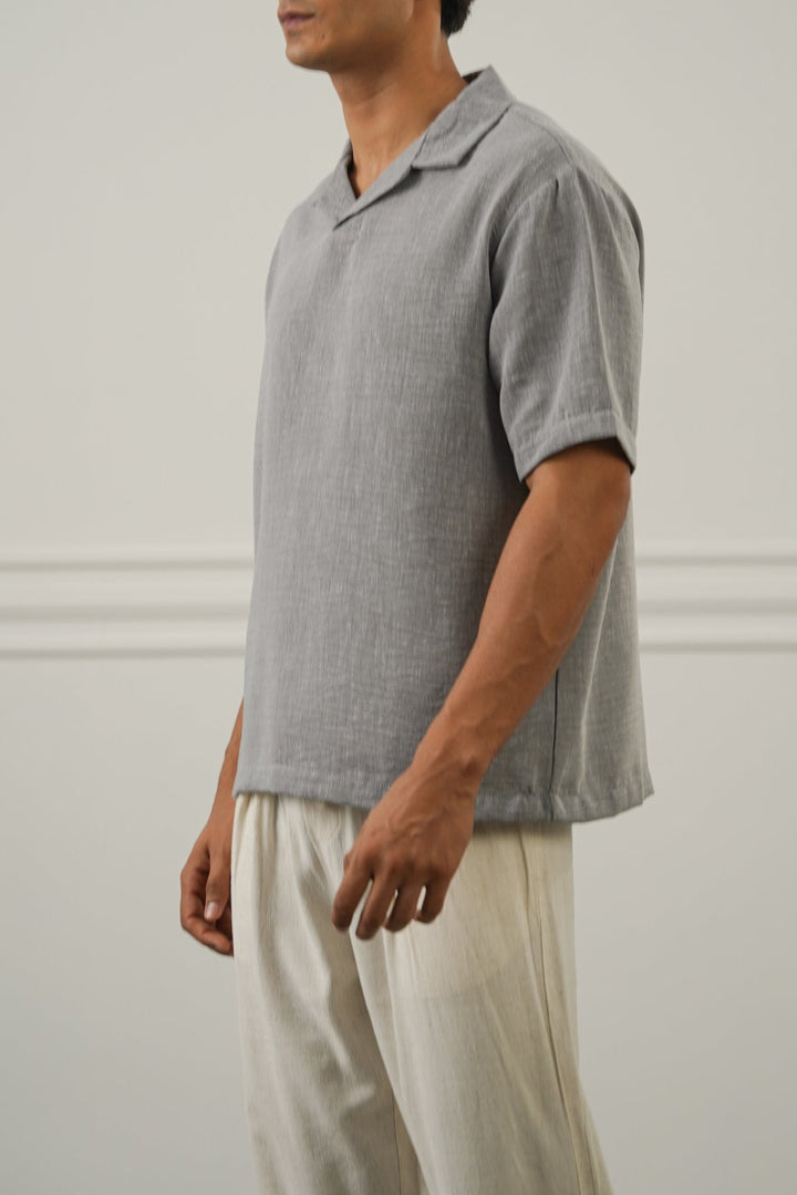 CHARCOAL RESORT COLLARED SHIRT
