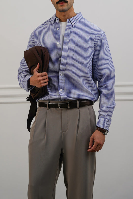 STRIPED LINEN BLEND SHIRT