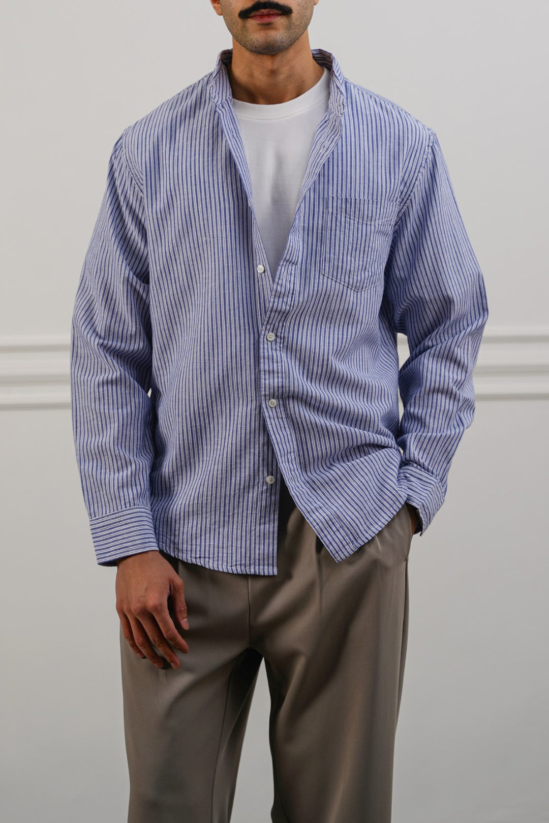 STRIPED LINEN BLEND SHIRT