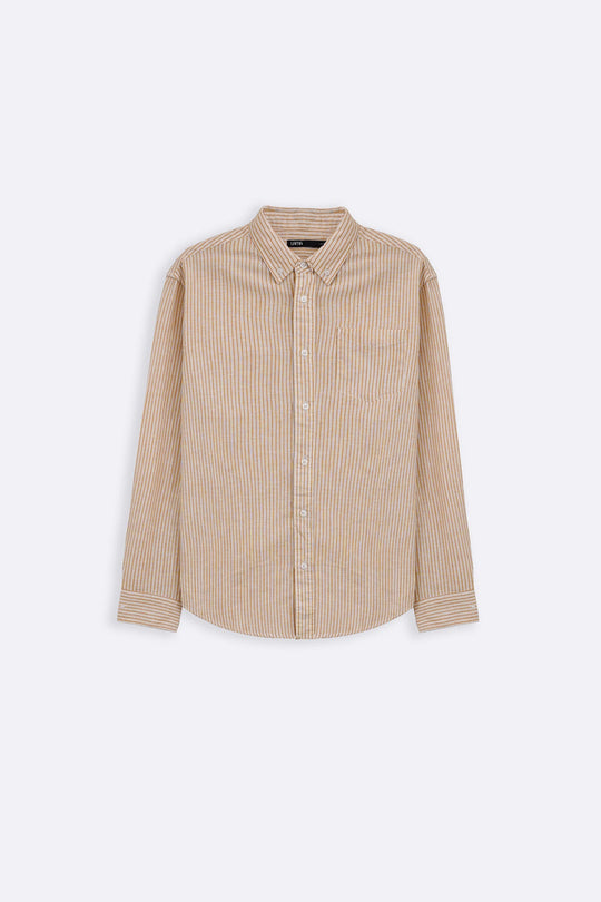 YELLOW STRIPED LINEN BLEND SHIRT