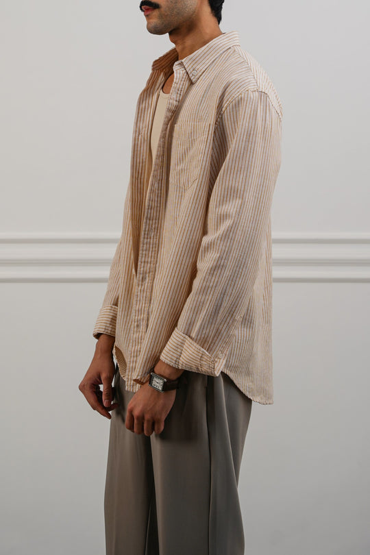 STRIPED LINEN BLEND SHIRT
