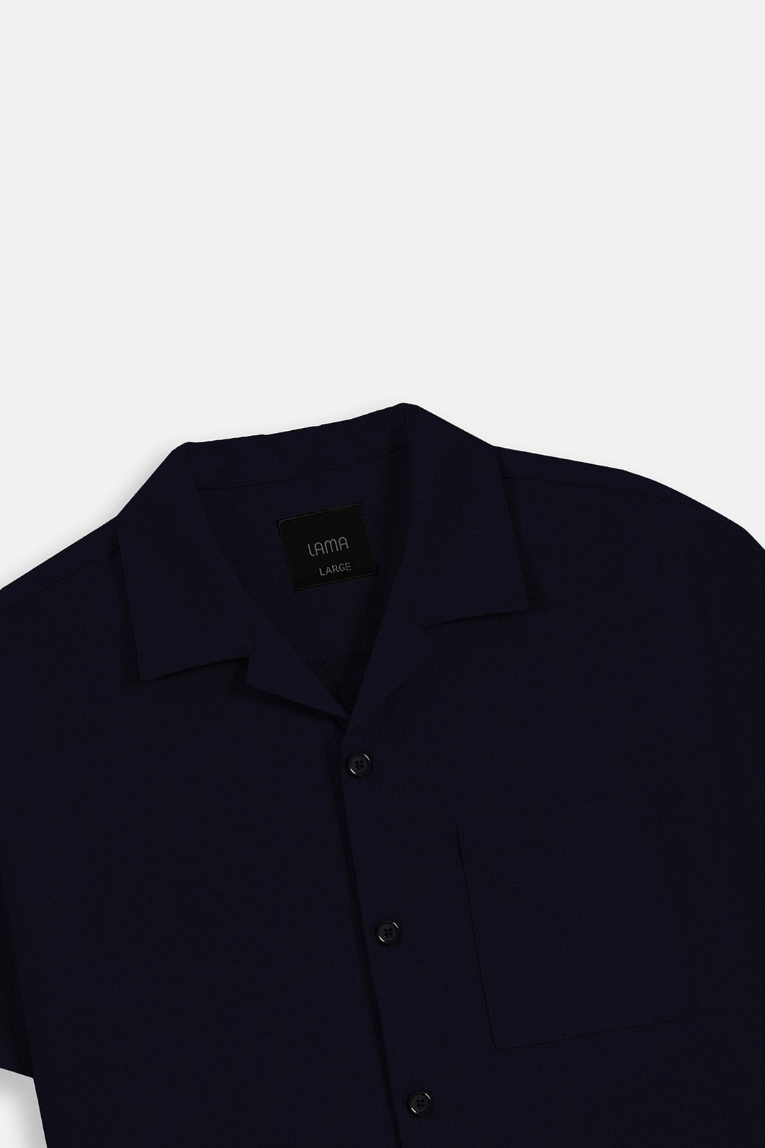 NAVY SEERSUCKER CAMP COLLAR SHIRT