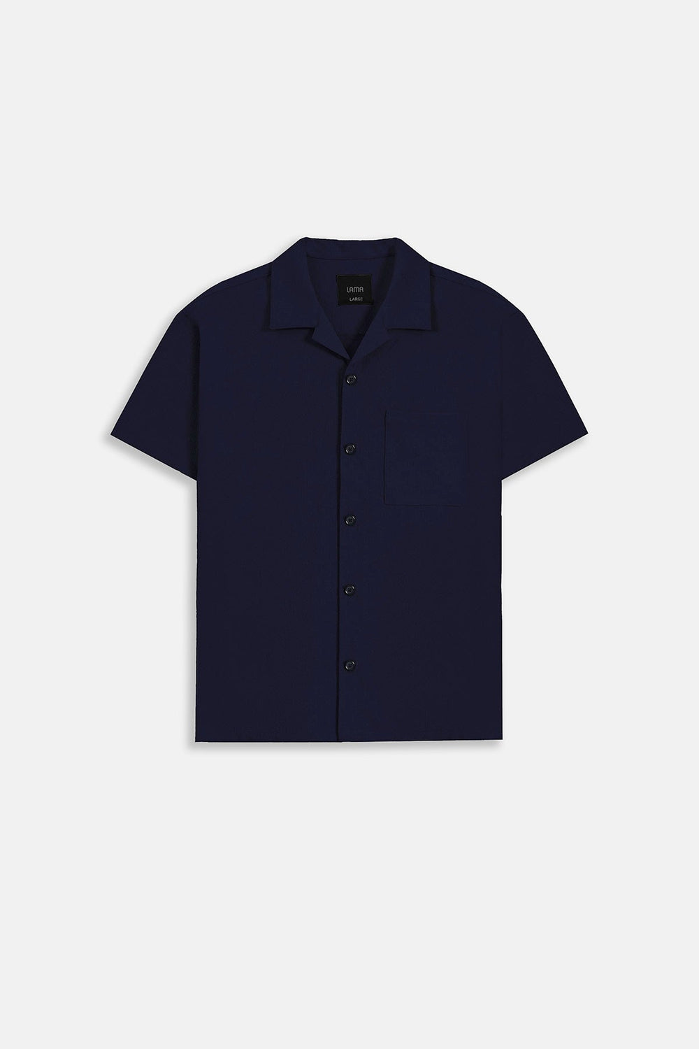 NAVY SEERSUCKER CAMP COLLAR SHIRT