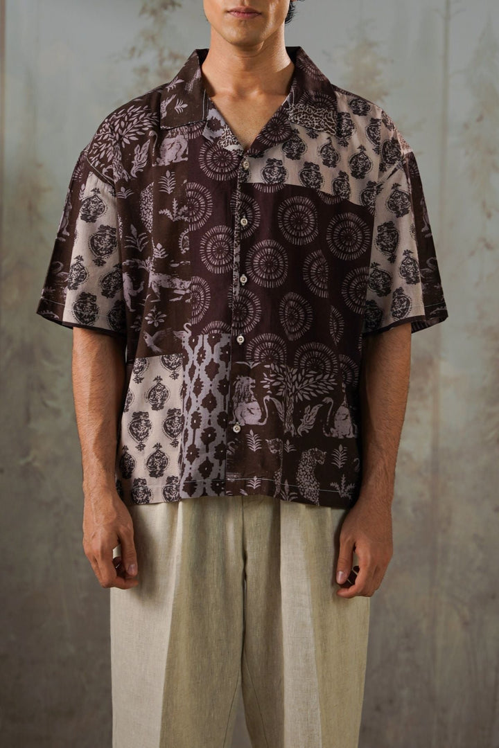 BROWN BATIK PRINT SHIRT