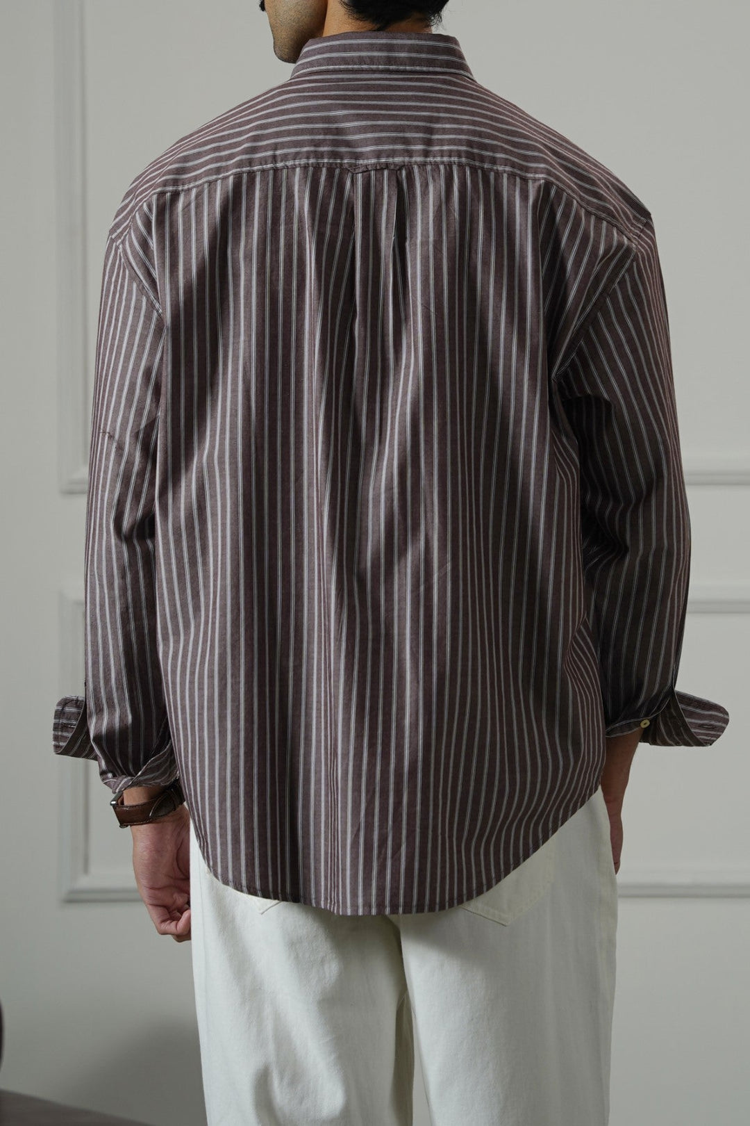 BROWN COTTON STRIPED SHIRT