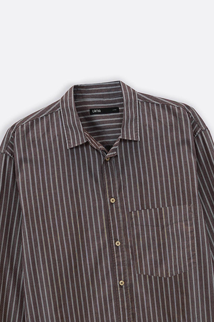 BROWN COTTON STRIPED SHIRT