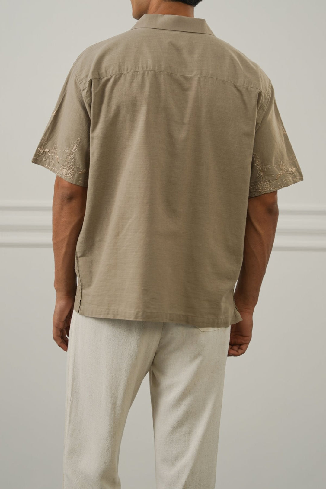 BEIGE SPRING EMBROIDERED SHIRT