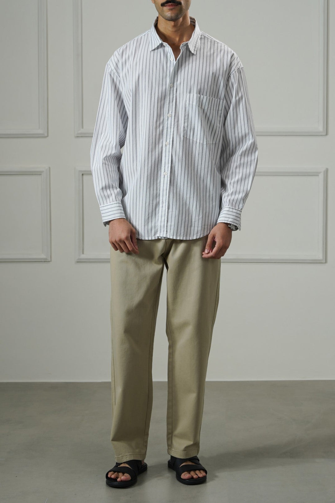 WHITE COTTON STRIPED SHIRT