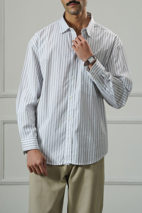 WHITE COTTON STRIPED SHIRT
