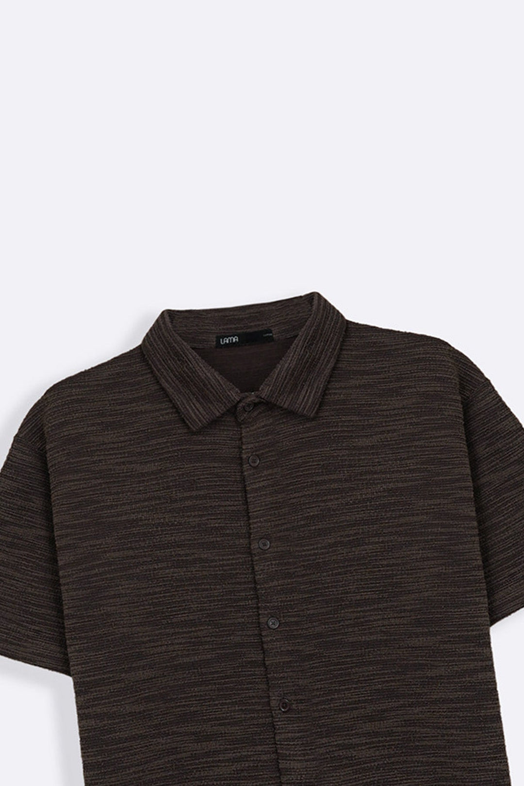 DARK BROWN CRINKLE TEXTURED SHIRT