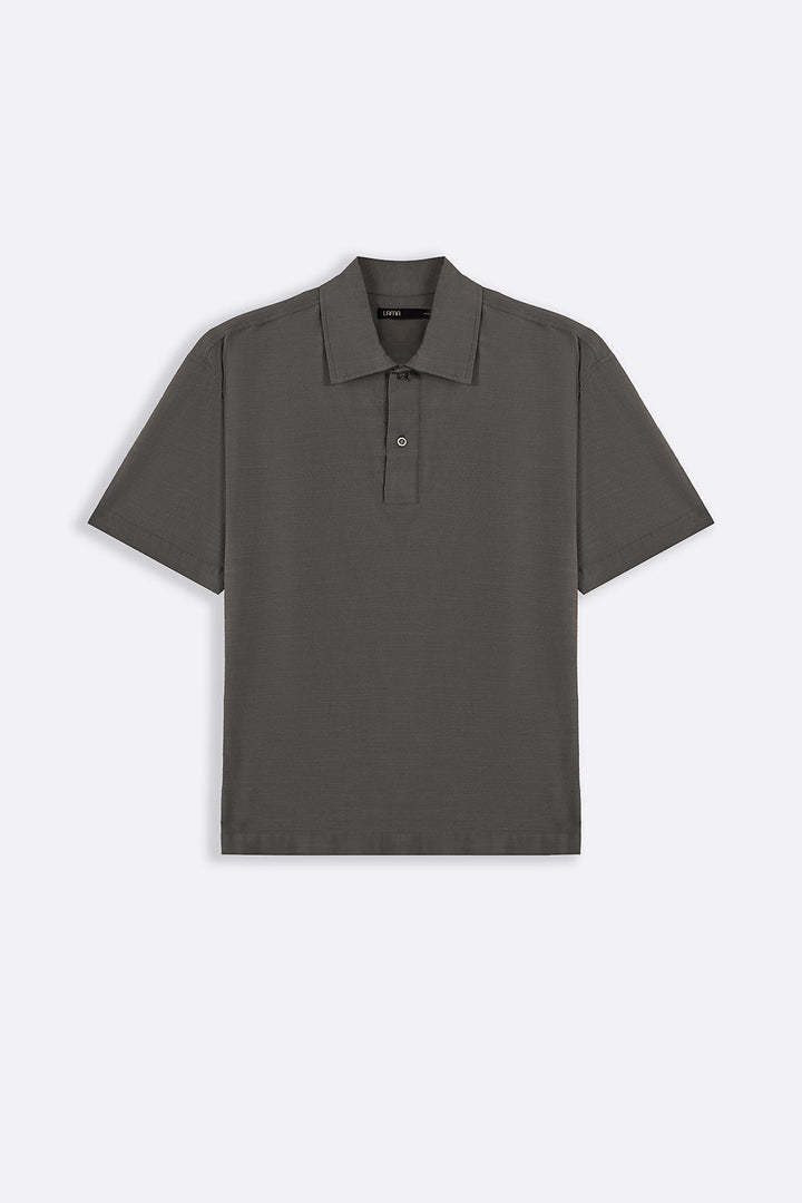 MOUSE GREY QUARTER PLACKET SHIRT