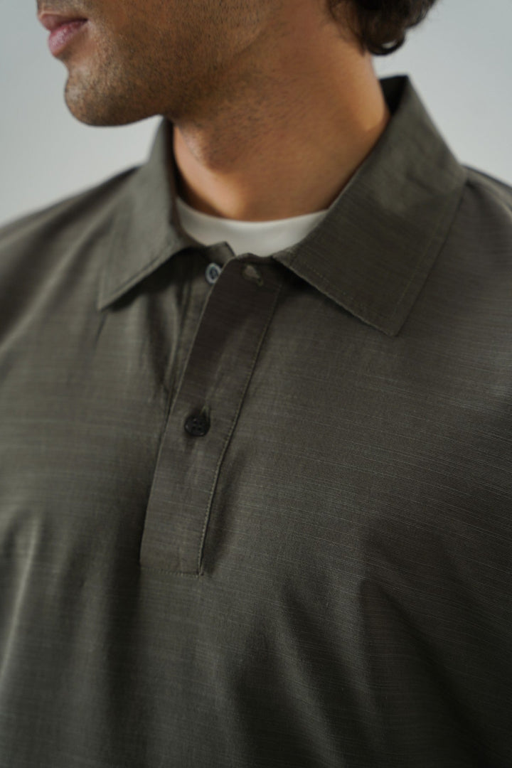 MOUSE GREY QUARTER PLACKET SHIRT