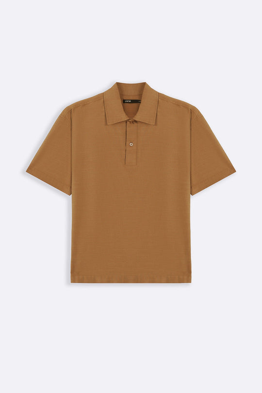 OCHRE BROWN QUARTER PLACKET SHIRT