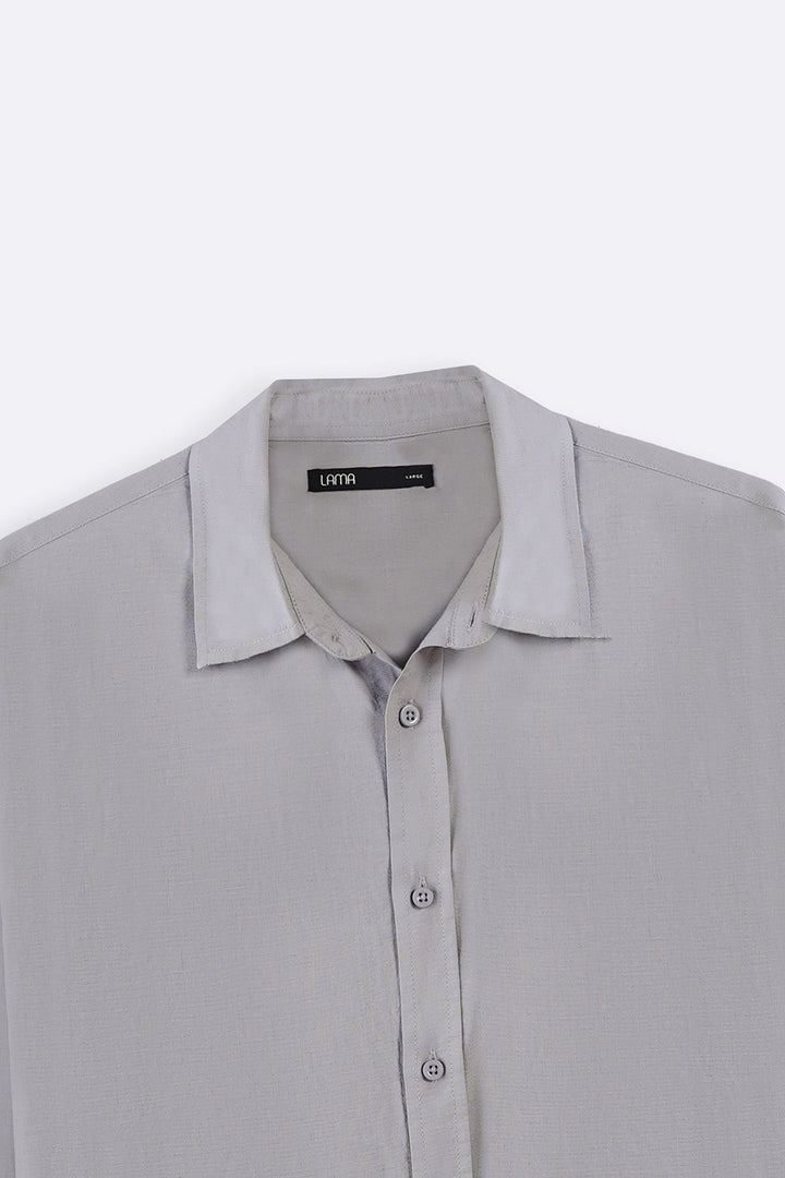 GREY FLOWY COTTON BLEND SHIRT