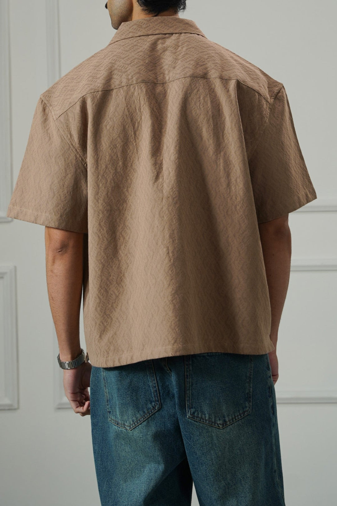 BEIGE MAN JACQUARD SAFARI SHIRT