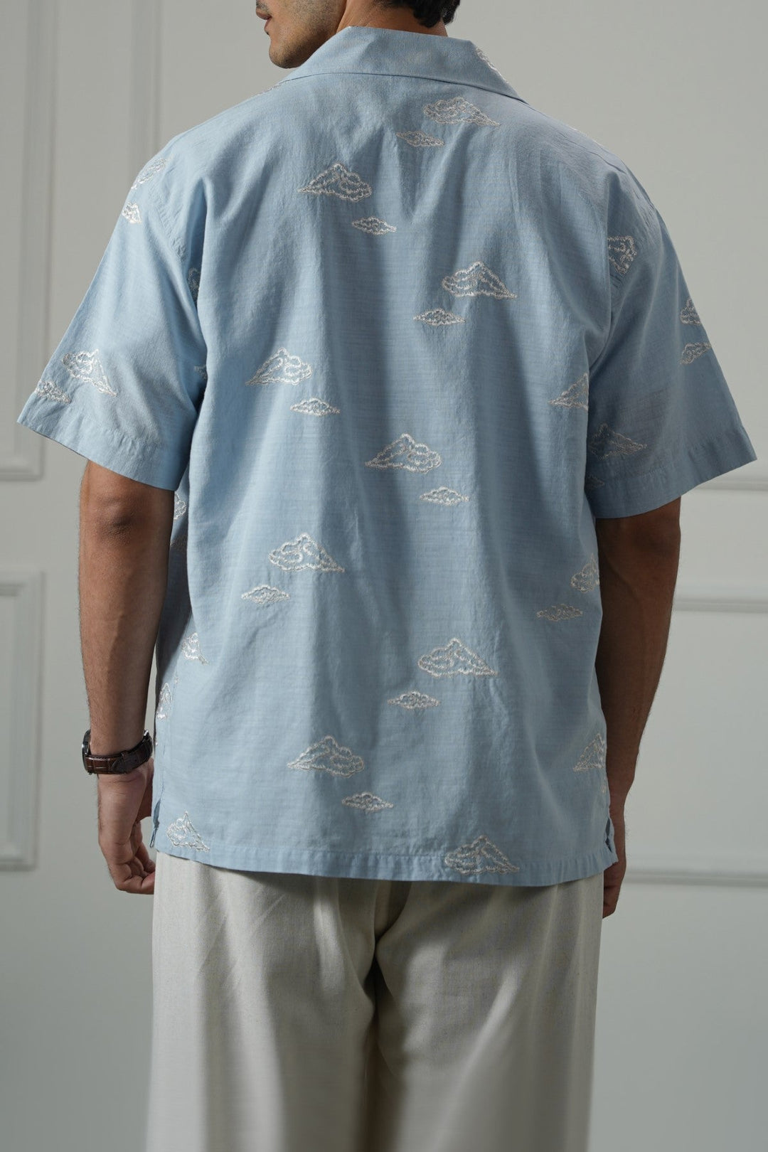LIGHT BLUE MONSOON EMBROIDERED SHIRT