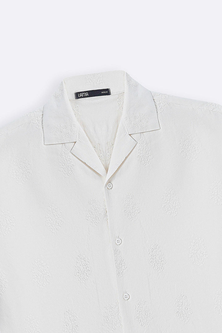 WHITE MUGHAL EMBROIDERED SHIRT