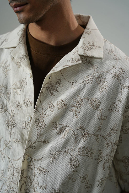 ECRU FLORAL EMBROIDERED SHIRT