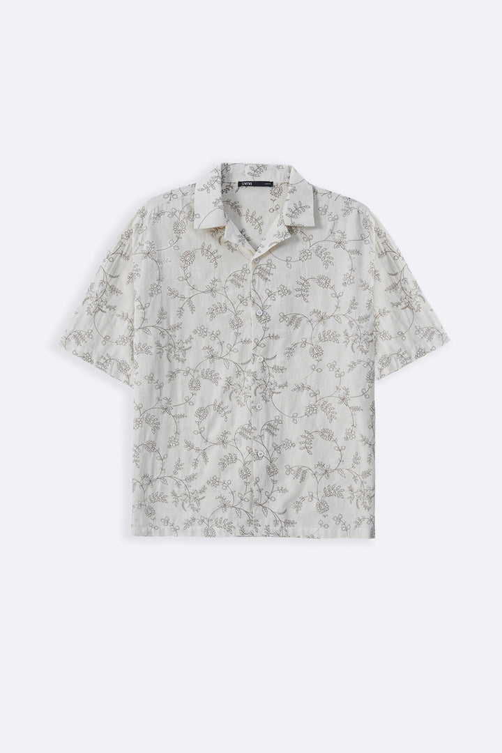 ECRU FLORAL EMBROIDERED SHIRT