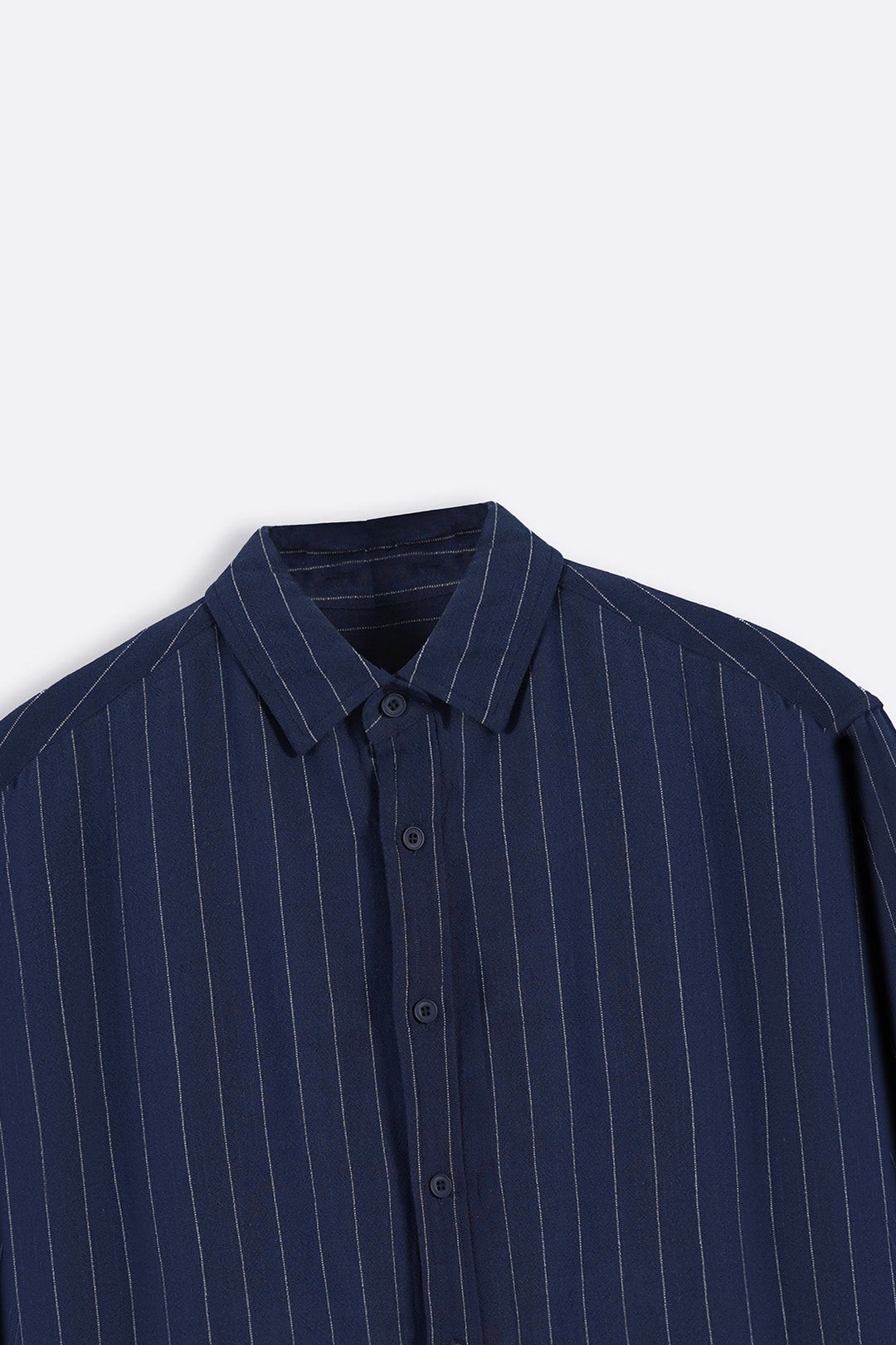 NAVY PINSTRIPE SHIRT WITH LINEN
