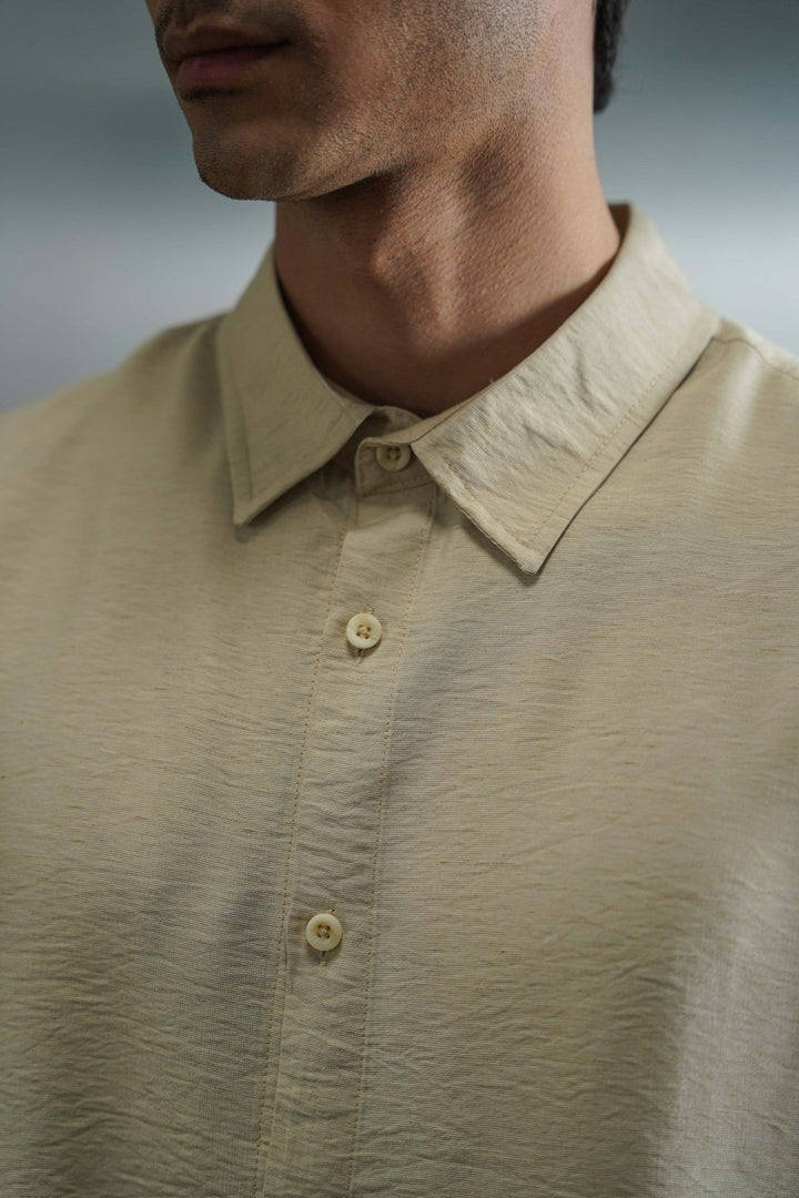 BEIGE MELANGE EFFECT SHIRT
