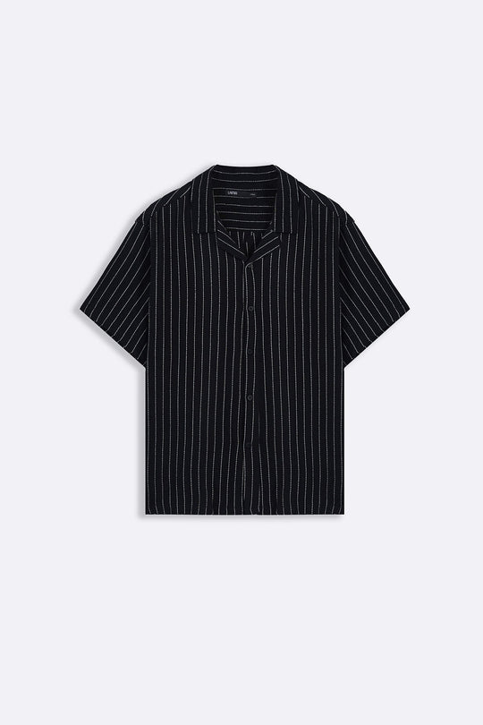 BLACK STRIPED JACQUARD SHIRT